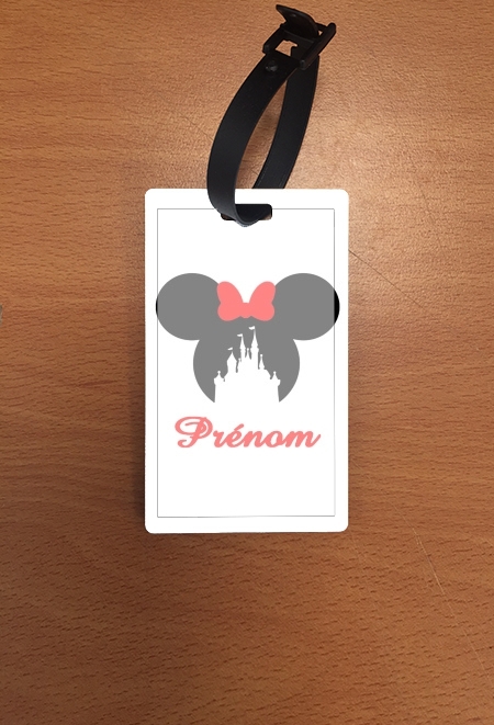 Attache adresse pour bagage Silhouette Minnie Château avec prénom personnalisable