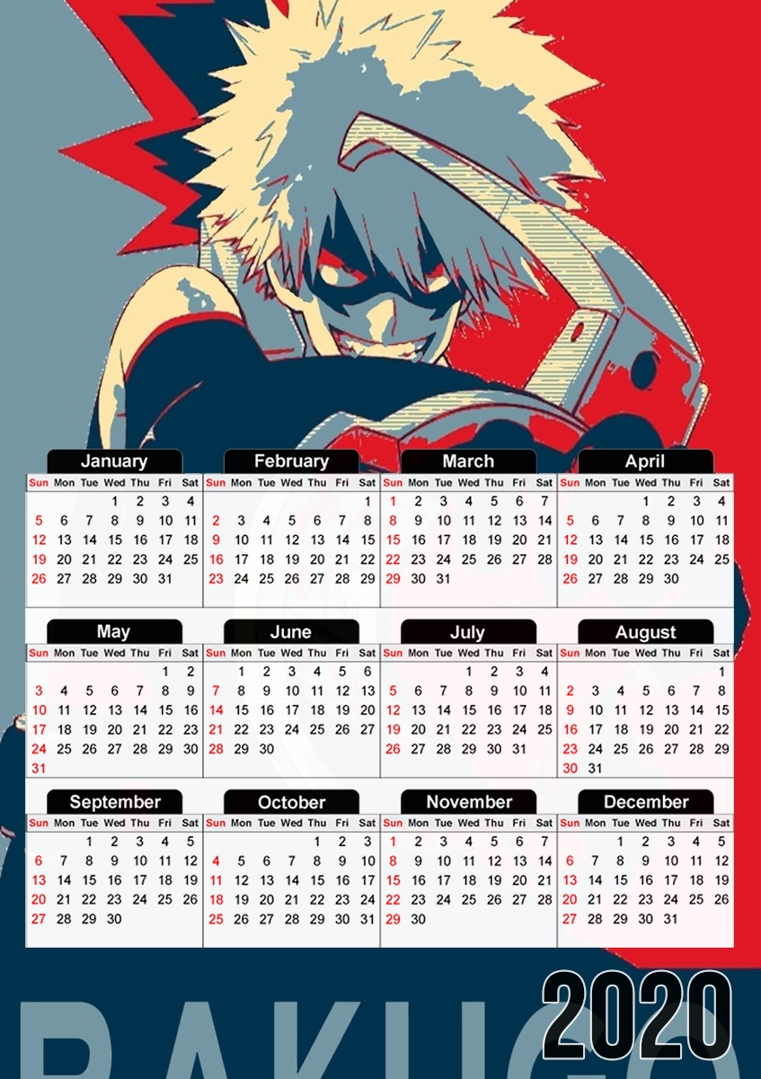 Calendrier Bakugo Katsuki propaganda art