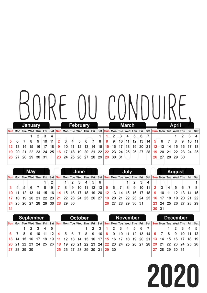 Calendrier Boire ou conduire Je men fous je rentre en Poney Elegance