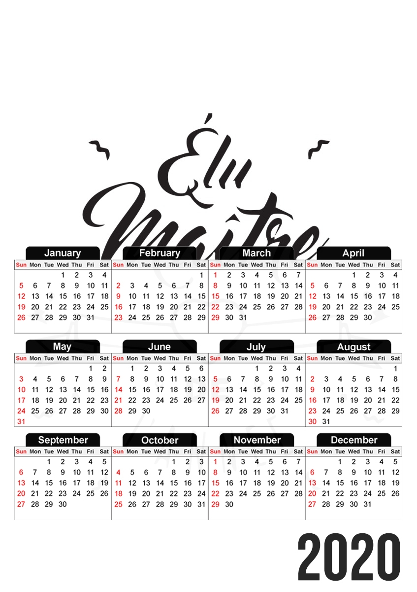 Calendrier Elu maître de l'année