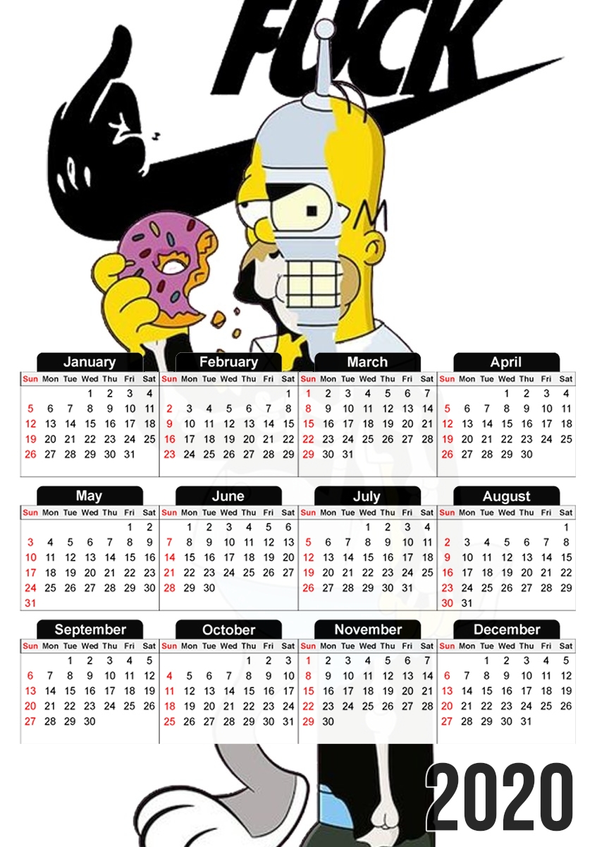 Calendrier Home Simpson Parodie X Bender Bugs Bunny Zobmie donuts