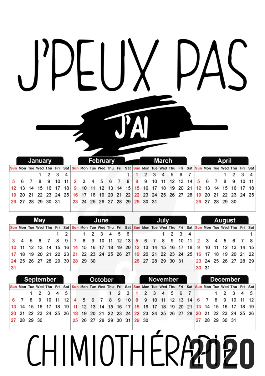 Calendrier Je peux pas j'ai chimiotherapie