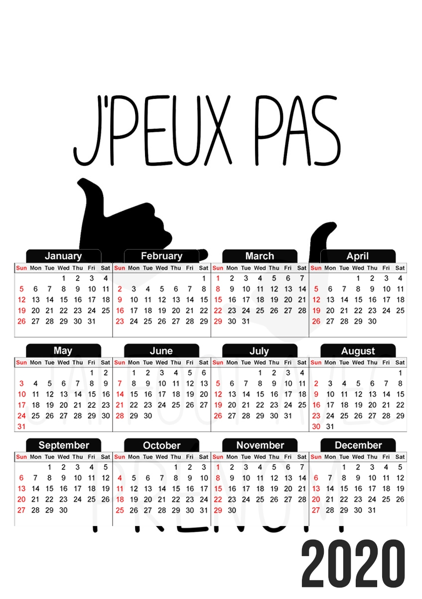 Calendrier Je peux pas j'ai foot avec Prénom - A personnaliser