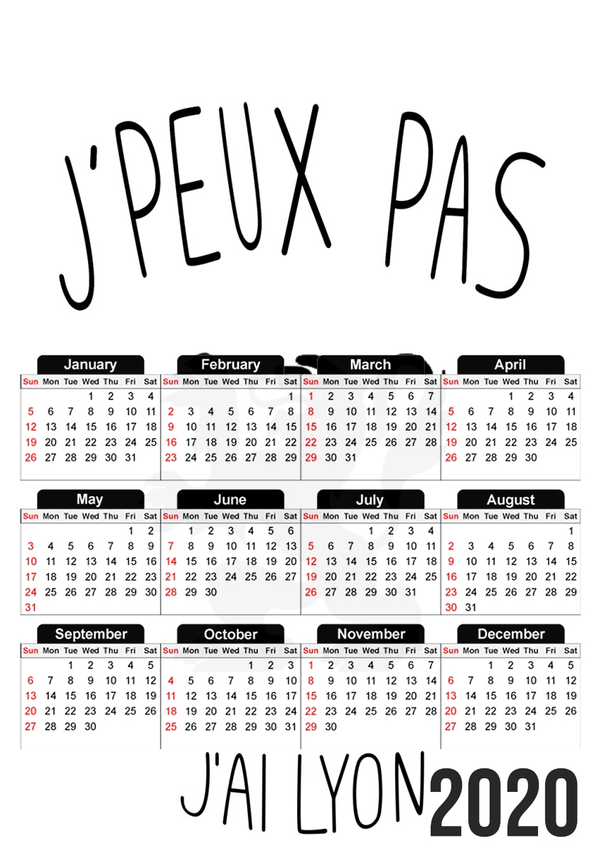 Calendrier Je peux pas j'ai Lyon