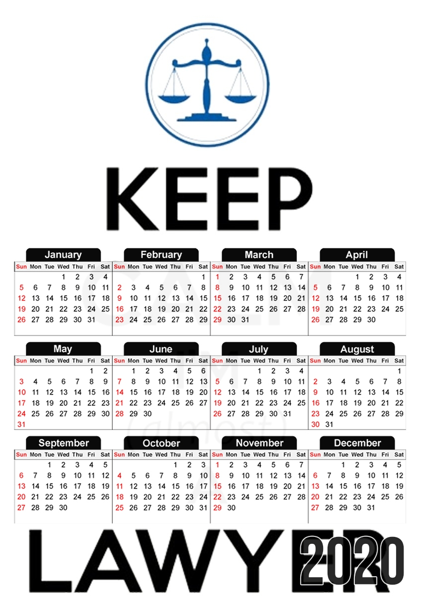 Calendrier Keep calm i am almost a lawyer cadeau étudiant en droit