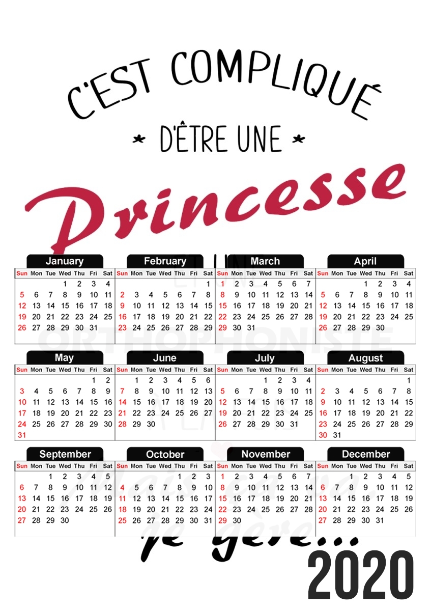 Calendrier Princesse et orthophoniste