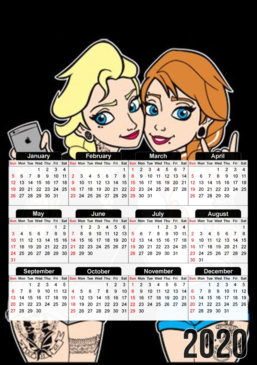 Calendrier Sisters Selfie Tatoo Punk Elsa Anna