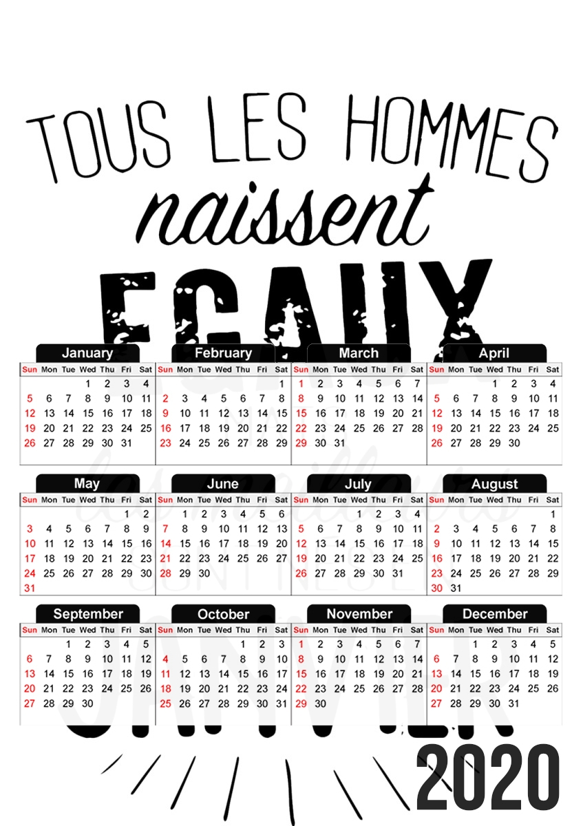 Calendrier Tous les hommes naissent égaux mais les meilleurs sont nés en Janvier