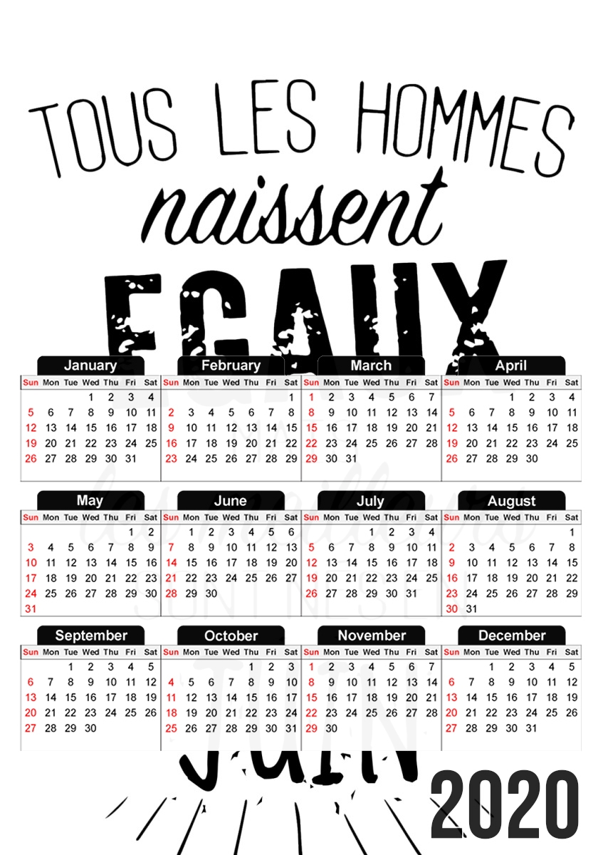 Calendrier Tous les hommes naissent égaux mais les meilleurs sont nés en Juin