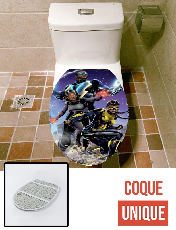 Housse de toilette - Décoration abattant wc black lightning