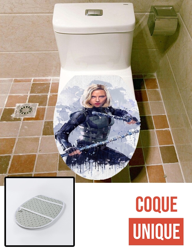 Housse de toilette - Décoration abattant wc Black Widow Watercolor art