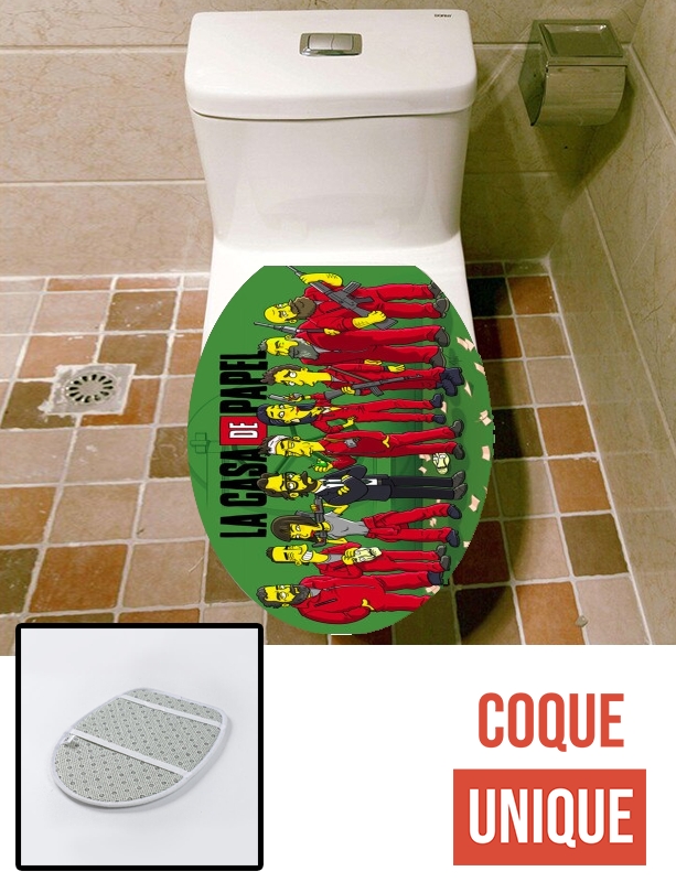 Housse de toilette - Décoration abattant wc Casa de papel mashup Simpson