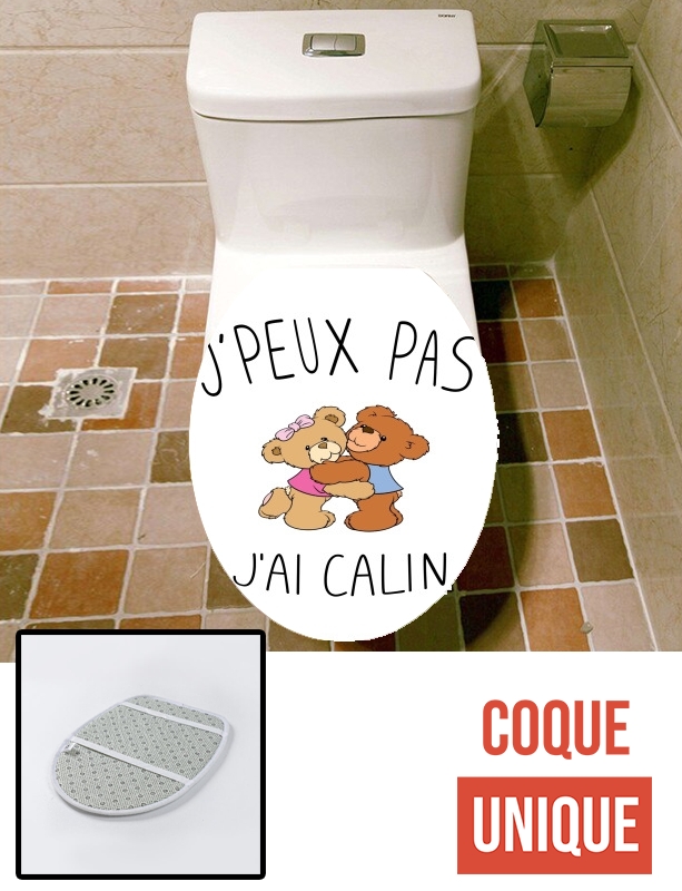 Housse de toilette - Décoration abattant wc Je peux pas j'ai calin