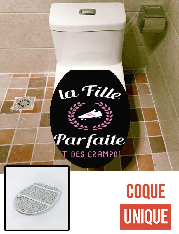 Housse de toilette - Décoration abattant wc La fille parfaite met des crampons Footballeuse