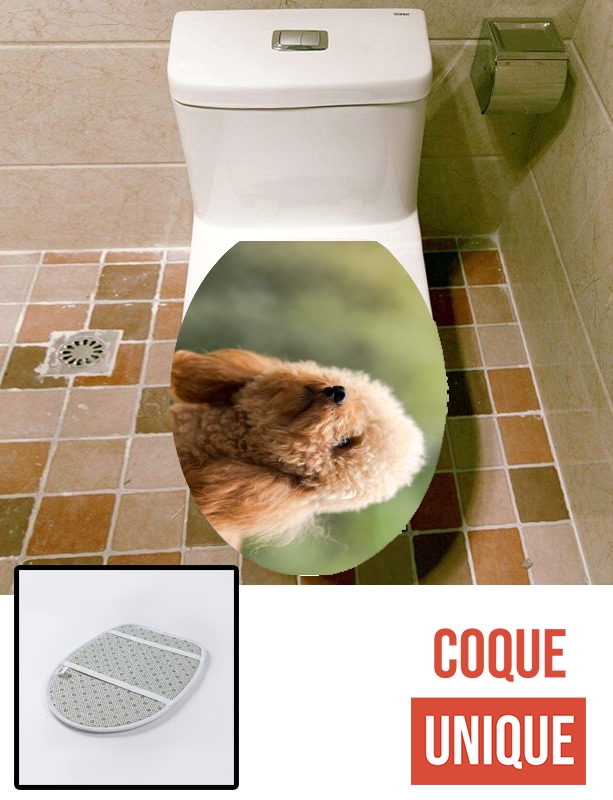 Housse de toilette - Décoration abattant wc Caniche dans le jardon