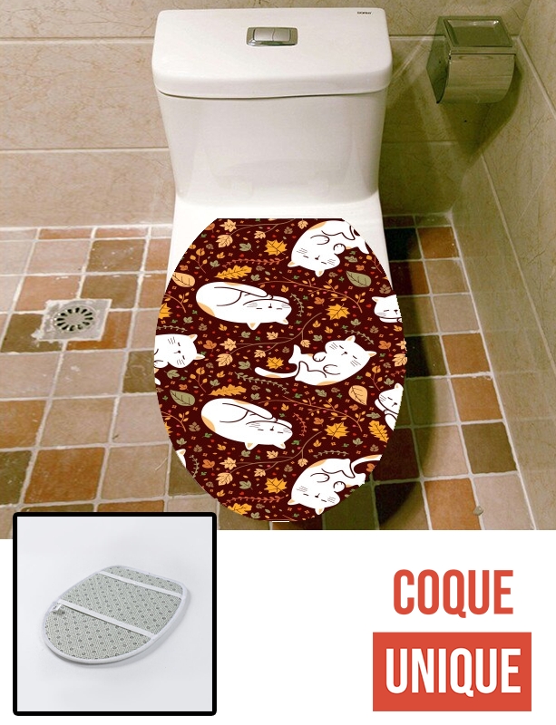 Housse de toilette - Décoration abattant wc Sleeping cats seamless pattern