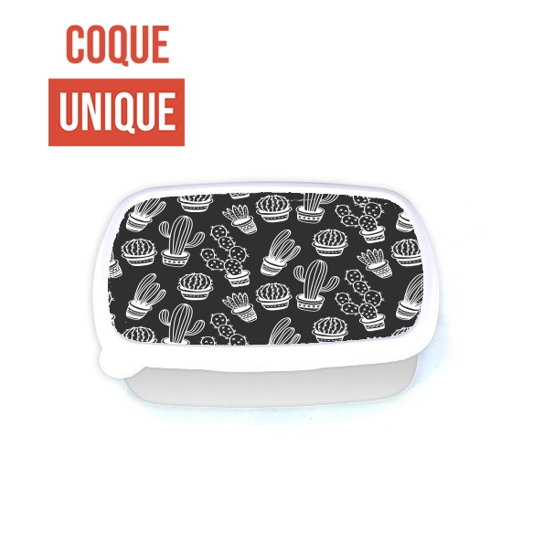 Boite a Gouter Repas Cactus Pattern Black Vector