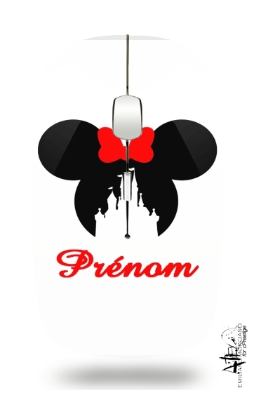 Souris sans fil avec récepteur usb Silhouette Minnie Château avec prénom personnalisable