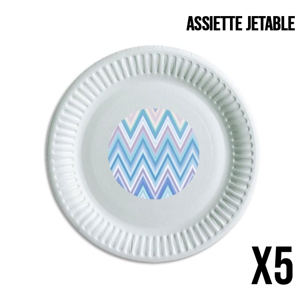 Pack de 5 assiettes jetable BLUE COLORFUL CHEVRON 