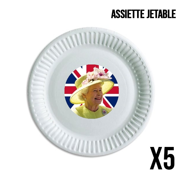 Pack de 5 assiettes jetable Elizabeth 2 Uk Queen