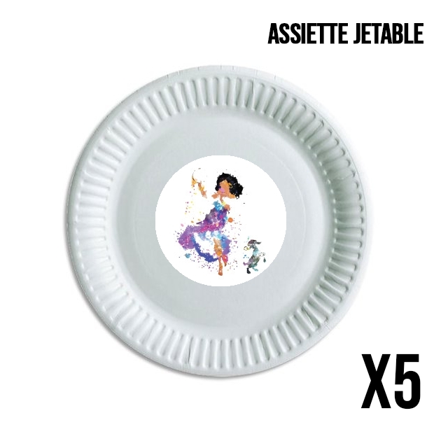 Pack de 5 assiettes jetable Esmeralda la gitane