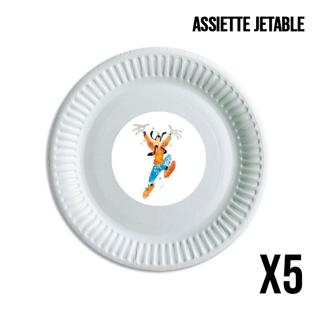 Pack de 5 assiettes jetable Goofy Art Watercolor