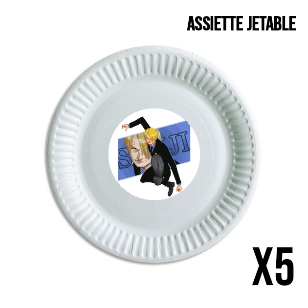 Pack de 5 assiettes jetable Sanji the pirat smoker