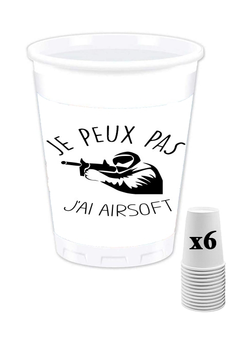 Pack de 6 Gobelets Je peux pas j'ai Airsoft Paintball