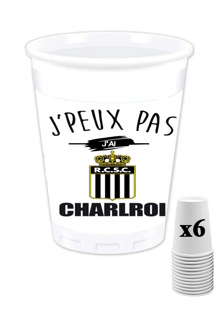 Pack de 6 Gobelets Je peux pas j'ai charleroi Belgique