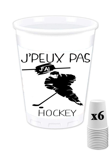 Pack de 6 Gobelets Je peux pas j'ai hockey sur glace