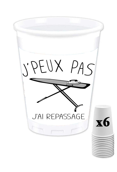 Pack de 6 Gobelets Je peux pas jai repassage