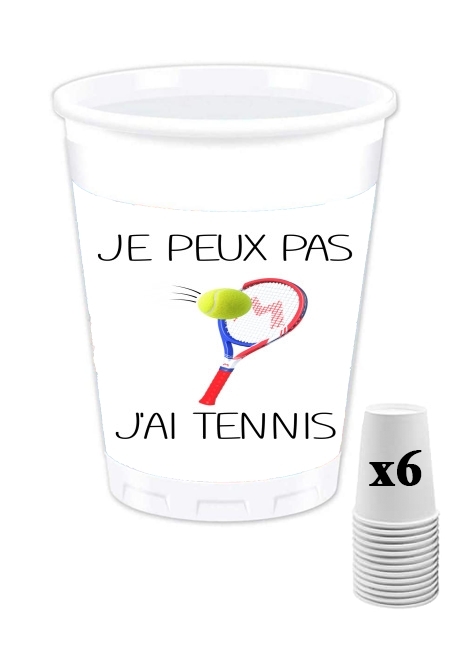 Pack de 6 Gobelets Je peux pas j'ai tennis