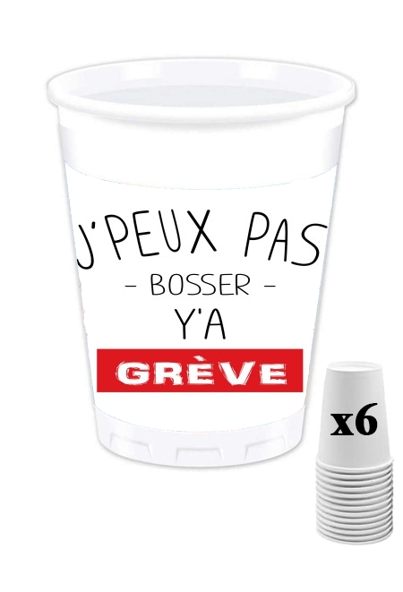 Pack de 6 Gobelets Je peux pas y'a grève