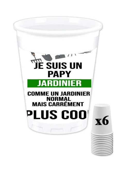 Pack de 6 Gobelets Je suis un papy jardinier comme un papy normal mais plus cool