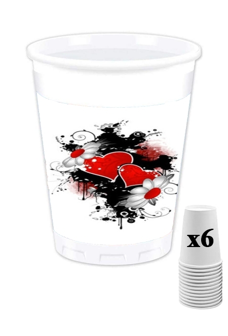 Pack de 6 Gobelets Love et Coeur Rouge