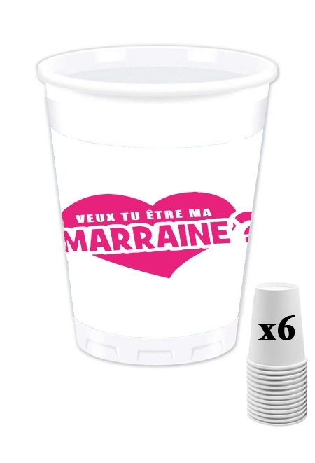 Pack de 6 Gobelets Veux tu etre ma marraine