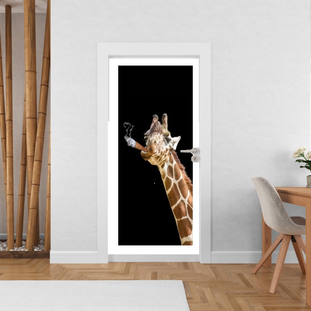 Poster de porte Girafe smoking cigare