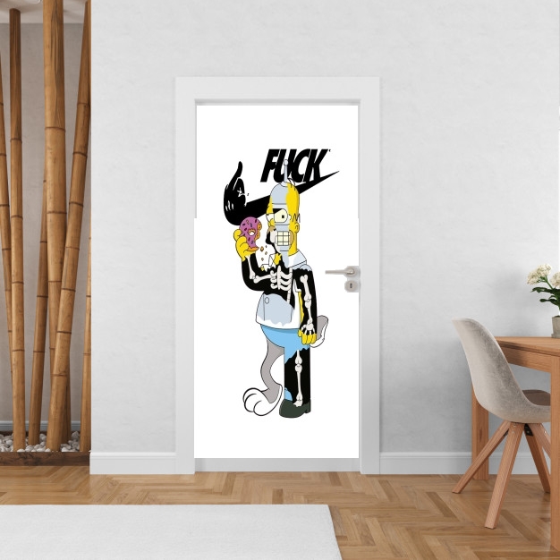 Poster de porte Home Simpson Parodie X Bender Bugs Bunny Zobmie donuts