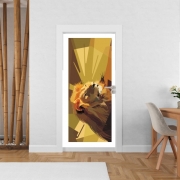 Poster de porte Lion Geometric Brown