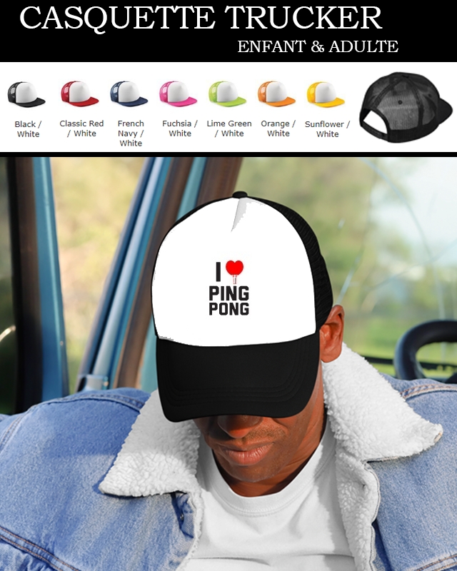 Casquette Snapback Originale I love Ping Pong