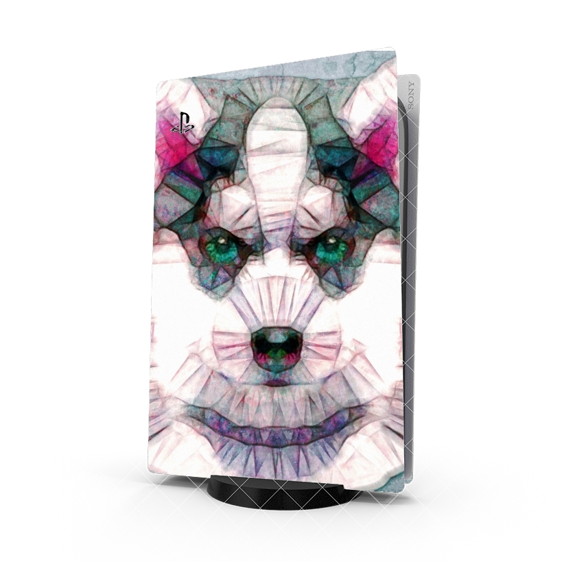 Autocollant Playstation 5 - Skin adhésif PS5 abstract husky puppy