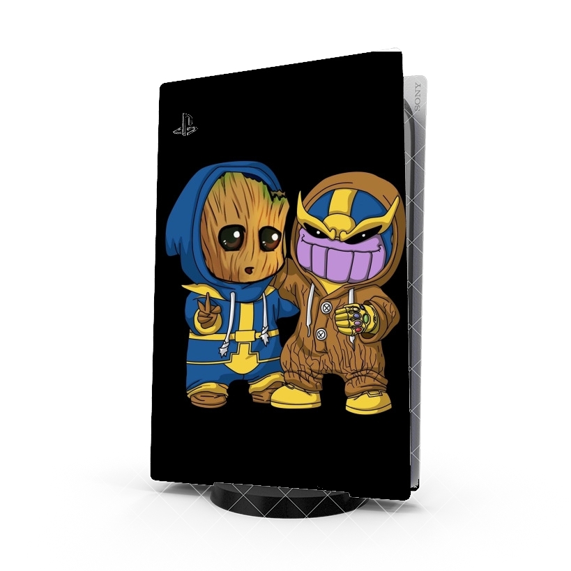 Autocollant Playstation 5 - Skin adhésif PS5 Groot x Thanos