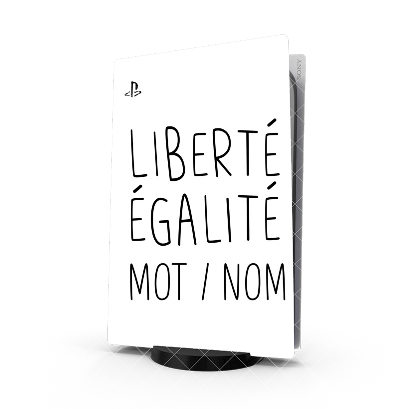 Autocollant Playstation 5 - Skin adhésif PS5 Liberté Égalité Personnalisable avec mot ou nom