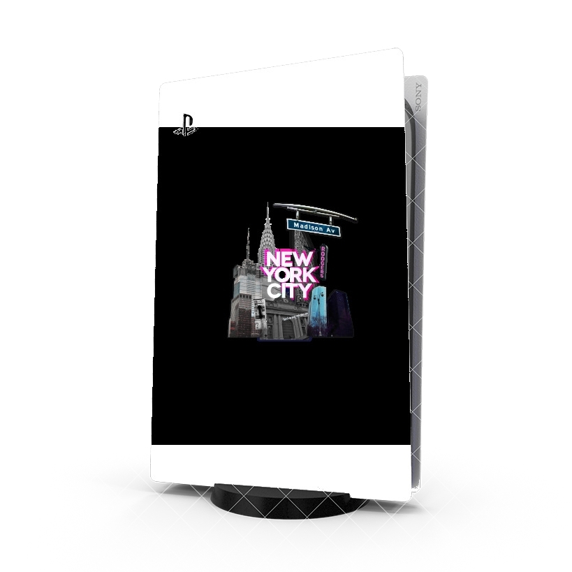 Autocollant Playstation 5 - Skin adhésif PS5 New York City II [pink]