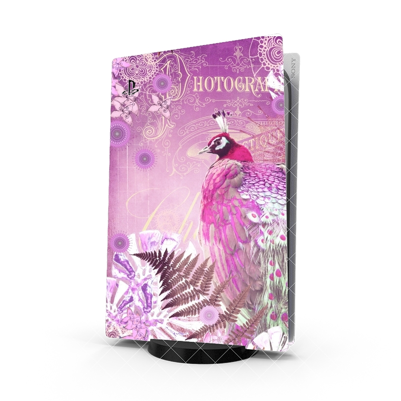 Autocollant Playstation 5 - Skin adhésif PS5 PINK PEACOCK