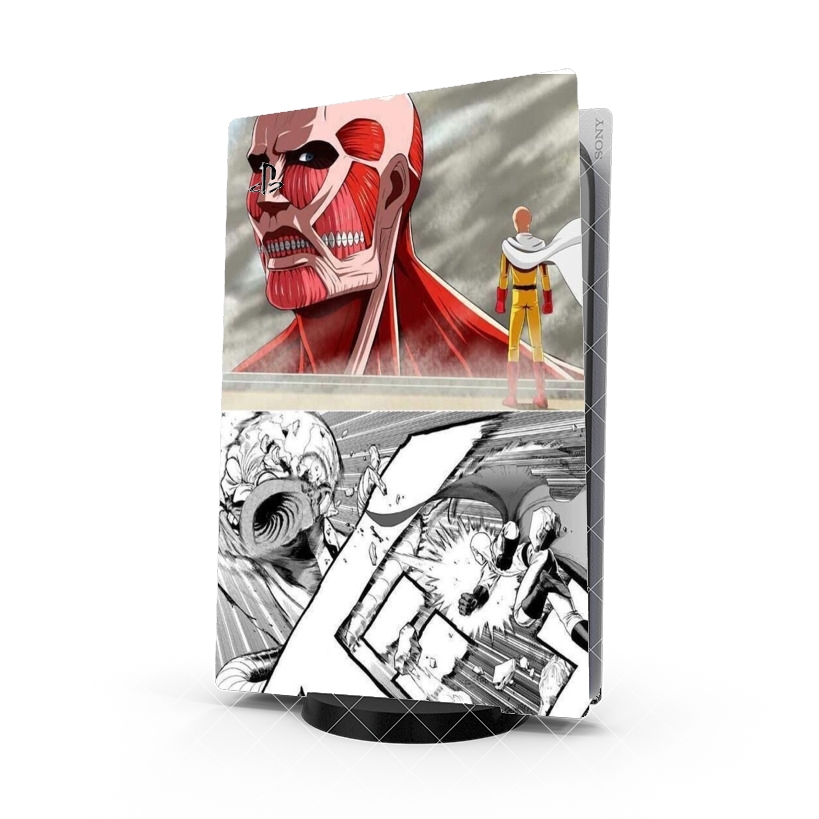 Autocollant Playstation 5 - Skin adhésif PS5 Saitama x Titan