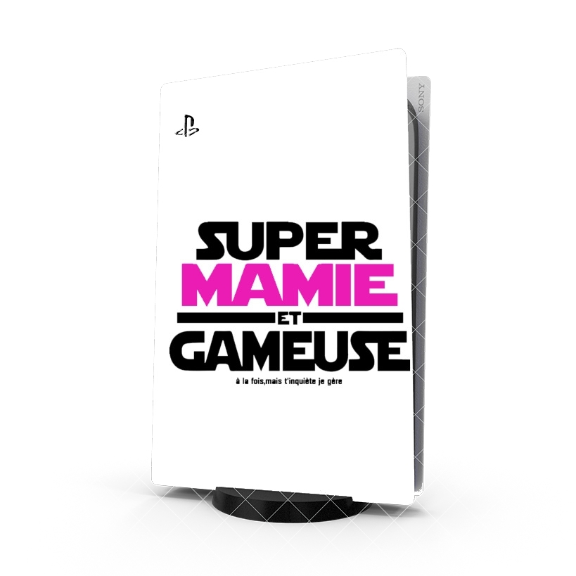 Autocollant Playstation 5 - Skin adhésif PS5 Super mamie et gameuse - Cadeau grand mère