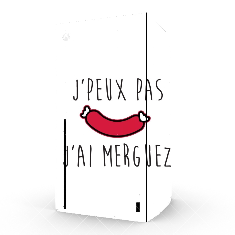 Autocollant Xbox Series X / S - Skin adhésif Xbox Je peux pas j'ai merguez