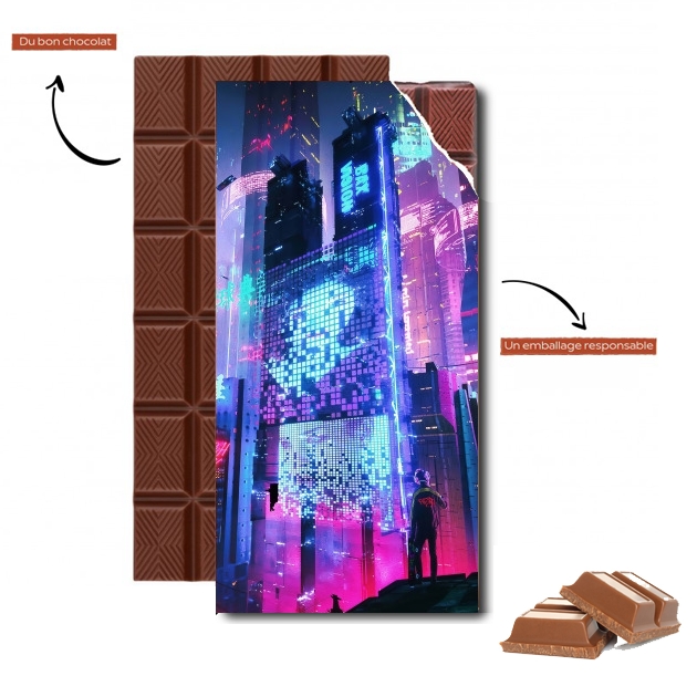 Tablette de chocolat personnalisé Cyberpunk city night art