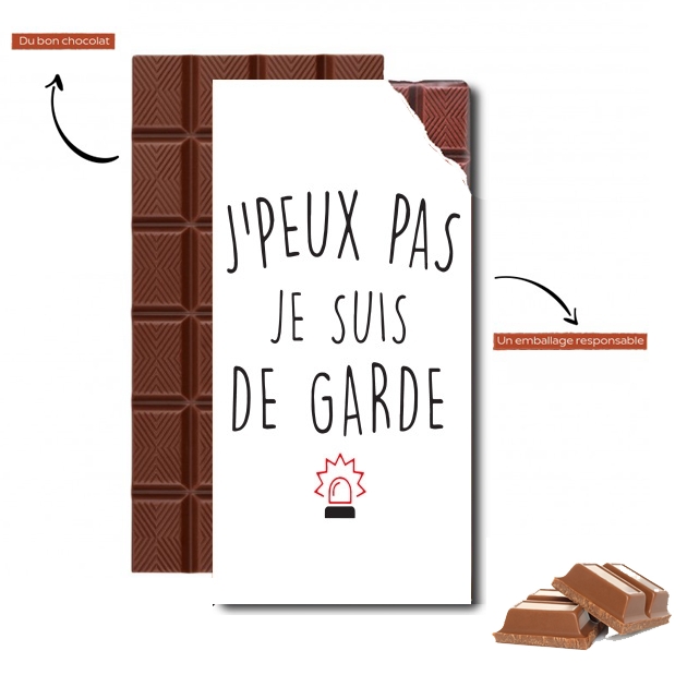 Tablette de chocolat personnalisé Je peux pas je suis de garde avec sirene rouge